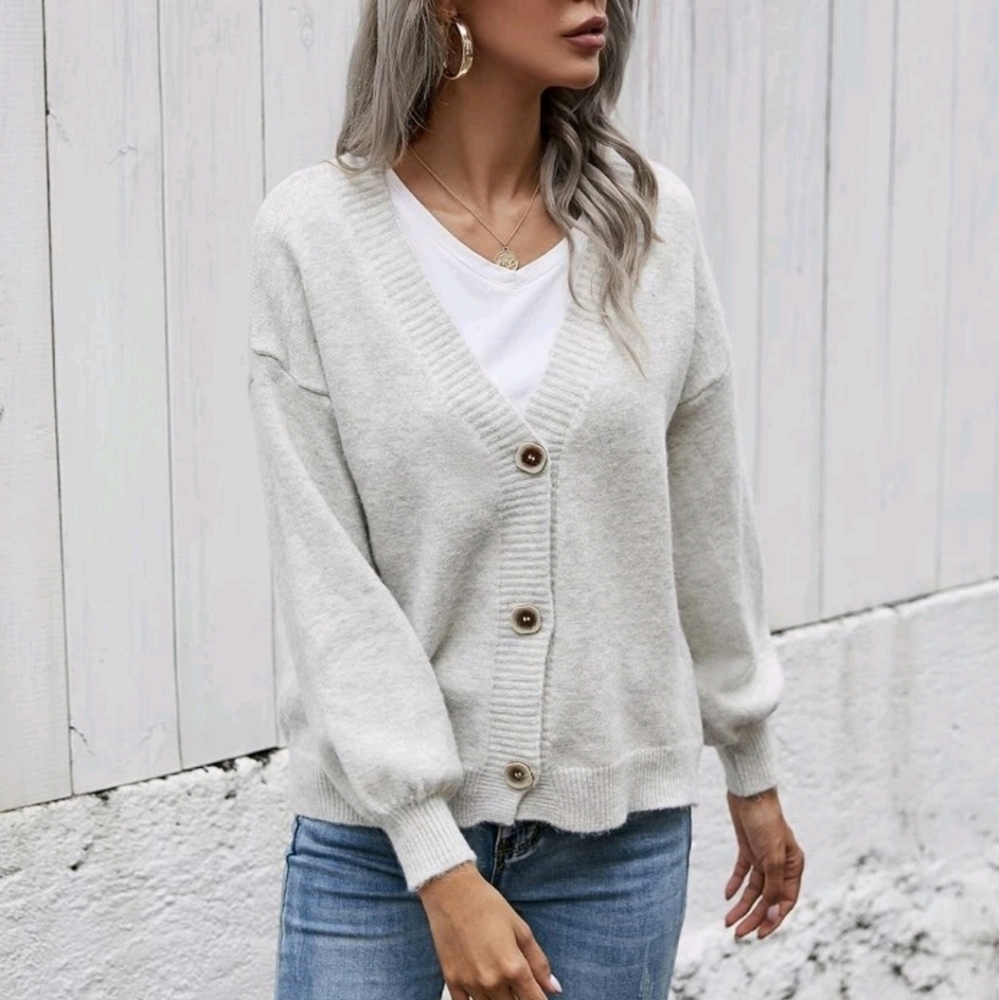Drop Shoulder Button Front Cardigan